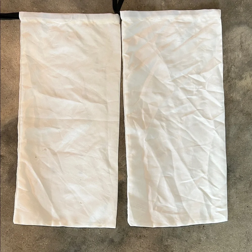 Authentic Gucci White Drawstring Logo Dust Bags with Black Trim